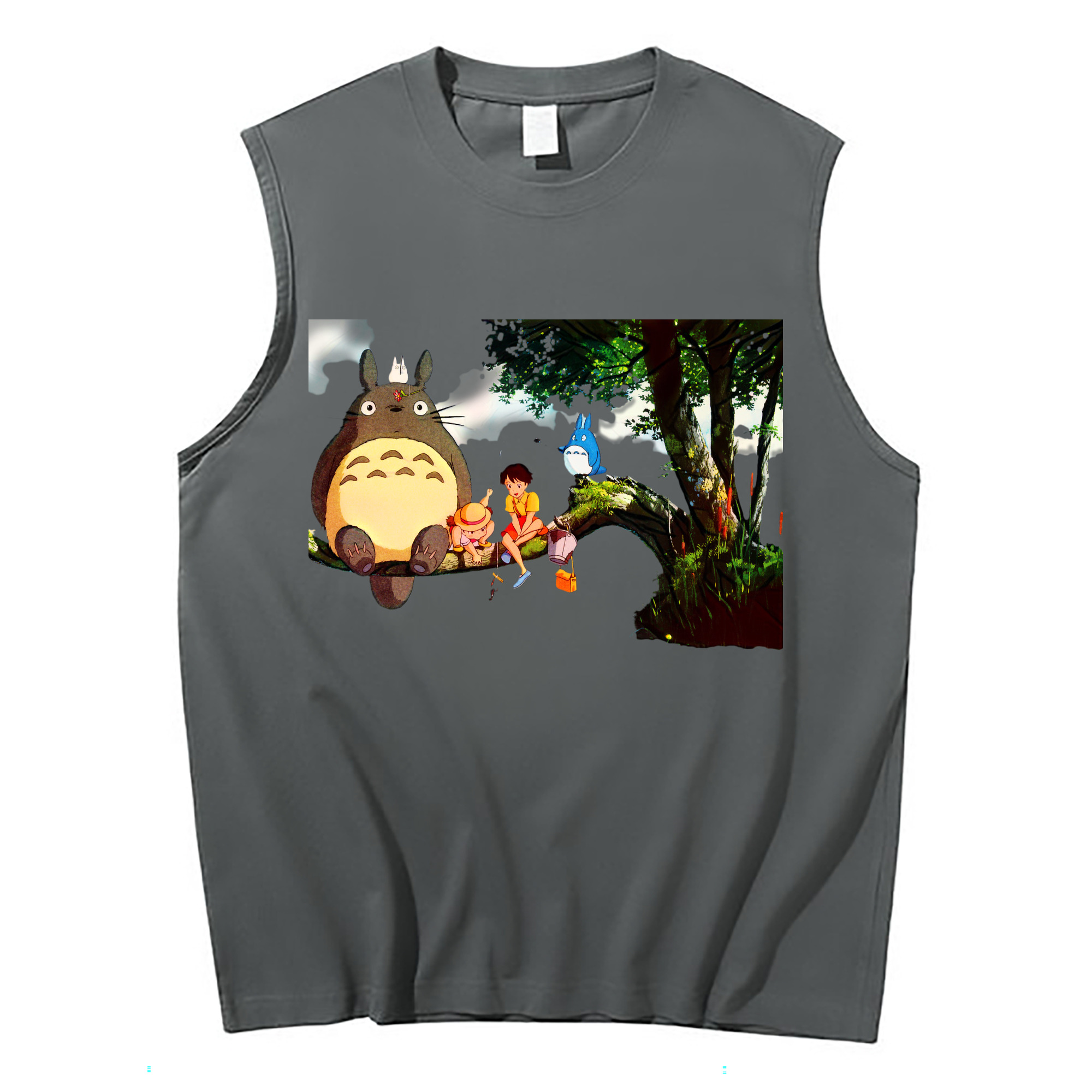 （画像用） となりのトトロ 草壁メイ 草壁サツキ My Neighbor Totoro Satsuki Kusakabe Mei Kusakabe コットン100％タンクトップ（フロントプリント）